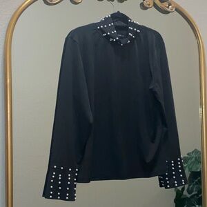 XplusWear Long Sleeve Mock Neck Blouse/Top Black Size XL